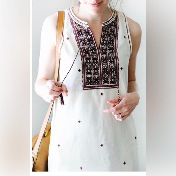 MADEWELL SUNCOAST EMBROIDERED SHIFT DRESS BRIGHT IVORY SIZE 8 100% COTTON - Picture 2 of 16